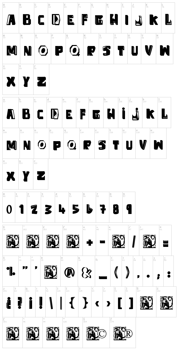 Anti Folk font map